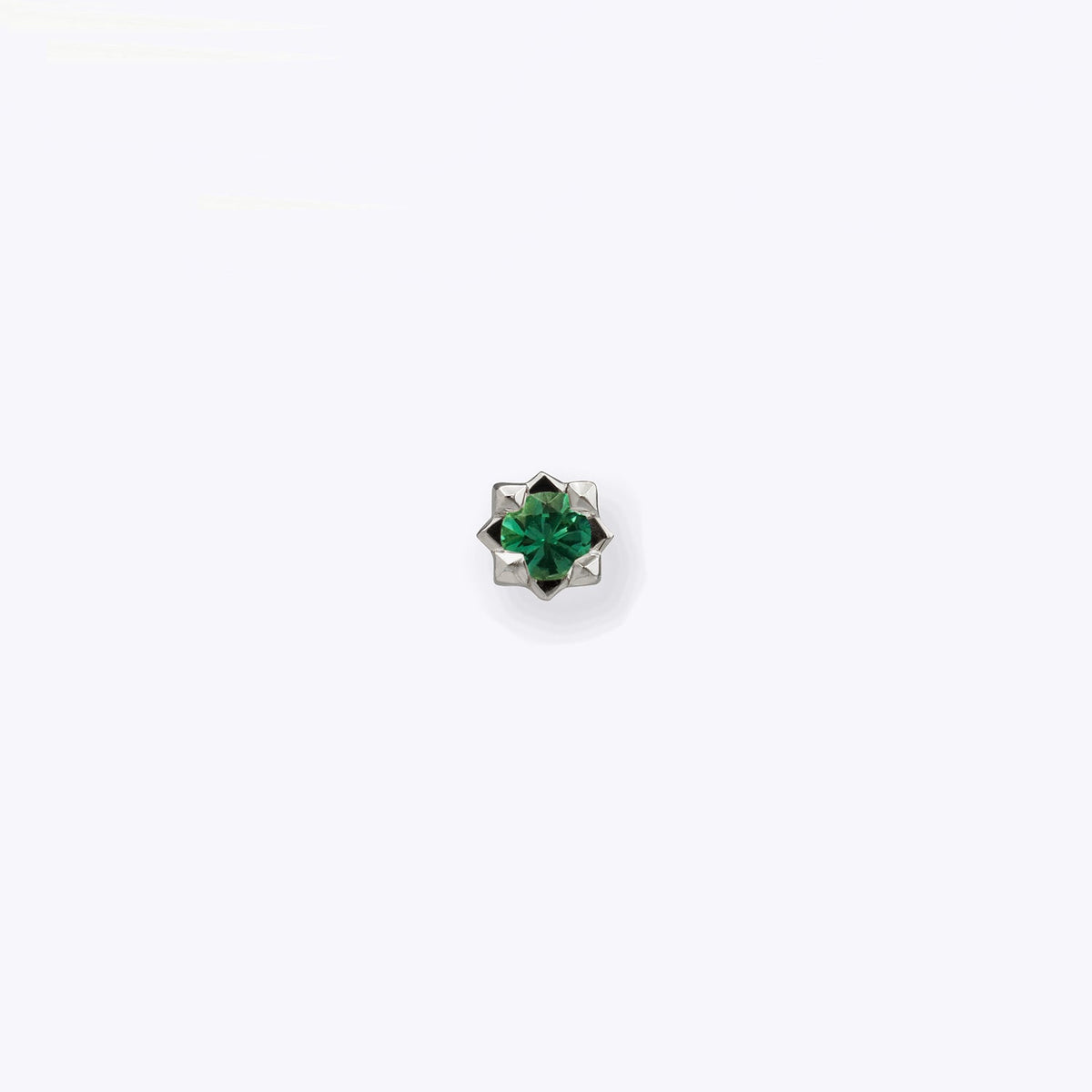 Stella 2mm Emerald 14K White Gold threadless end